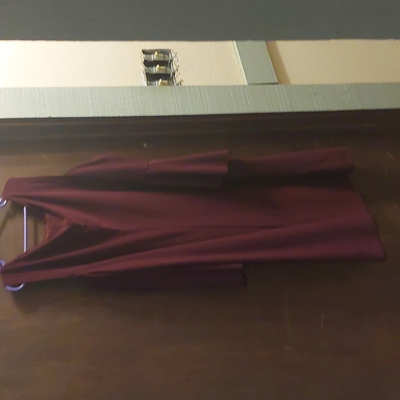 Burgundy Cold Shoulder Dress - Picture 5 of 5